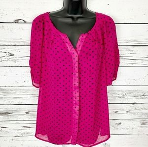 Apt 9 Fusia and black polka dot blouse 0x